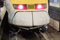 Our battered Eurostar train post hit!